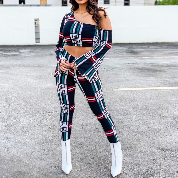 Pants - Bell Sleeve Print Legging Set